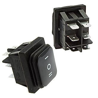SB090 IP65 on-off-on 22x30mm, переключатель герметичный с фиксацией, 6 контактов - изображение 1