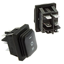 SB090 IP65 on-off-on 22x30mm, переключатель герметичный с фиксацией, 6 контактов