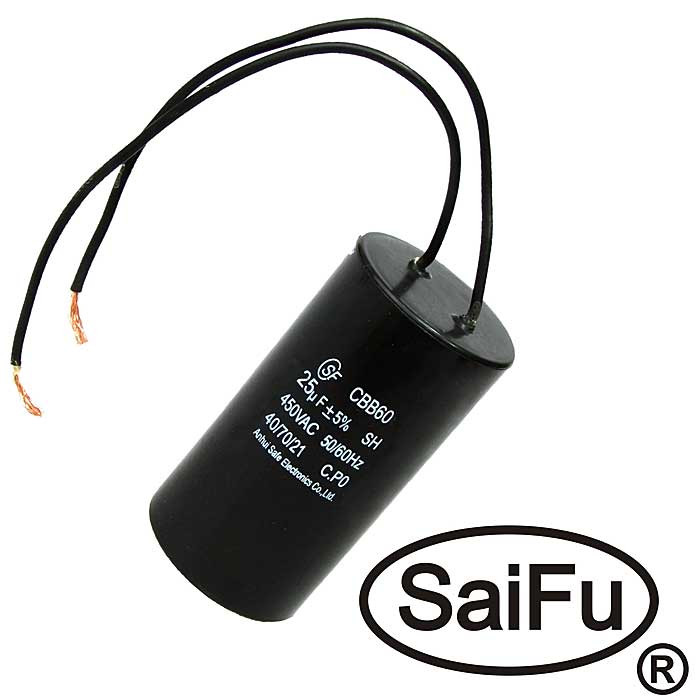 CBB60 25uF 450V WIRE (SAIFU), Конденсатор - изображение 1