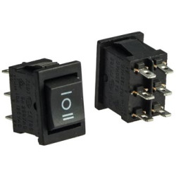 KCD1-203-1-C6-B/6P черный, Переключатель ON-OFF-ON 6 контактов (6A 250VAC)