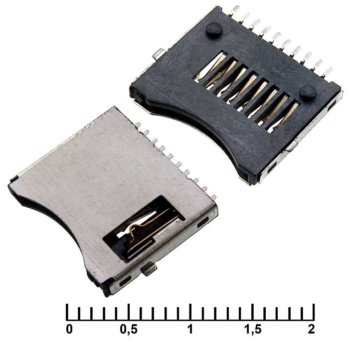 micro-SD SMD 10pin switch M, Держатель карт - изображение 1