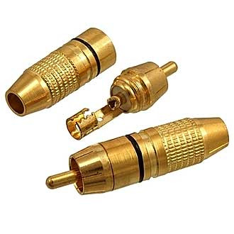 7-0222 gold black, Разъем "Тюльпан" на провод, черный - изображение 1