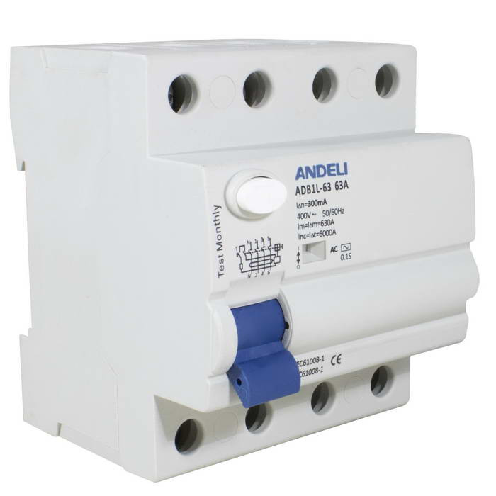 ADB1L-63 4P 63A 300mA тип AC 6kA, Автоматический выключатель - изображение 1