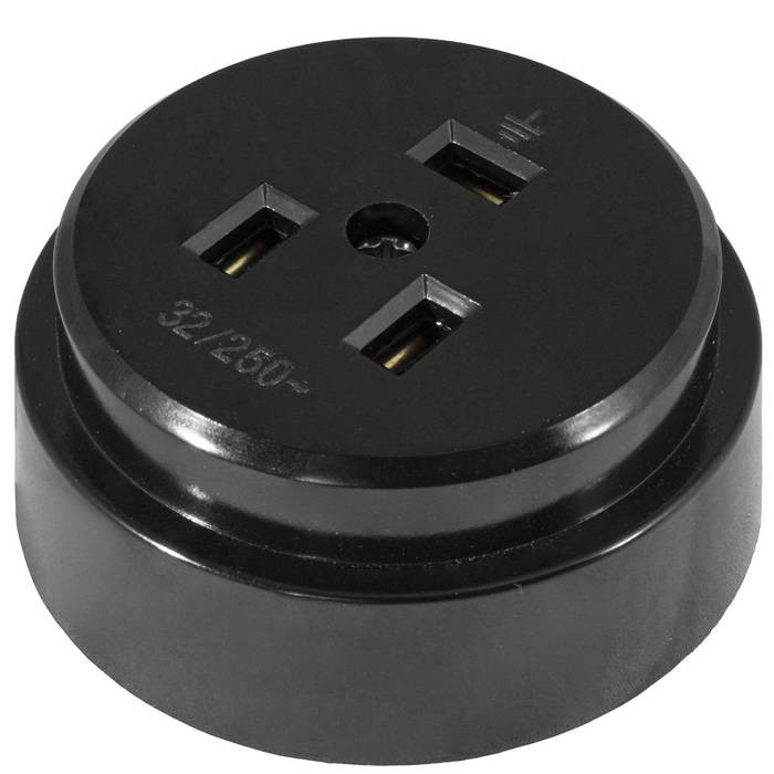 РШ 2P+PE 250В черная, Розетка электрическая - изображение 1