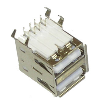 USBA-2J (SZC), Розетка USB на плату сдвоенная, тип A, угловая - изображение 1