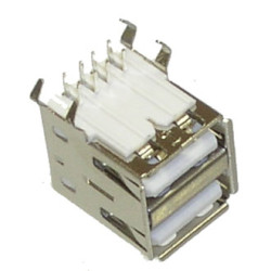 USBA-2J (SZC), Розетка USB на плату сдвоенная, тип A, угловая