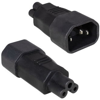 AC-024 IEC-320 C5-C14, Переходник кабельный вилка-розетка 3-полюсный - изображение 1