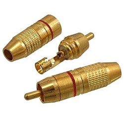 7-0222 gold red, Разъем "Тюльпан" на провод, красный