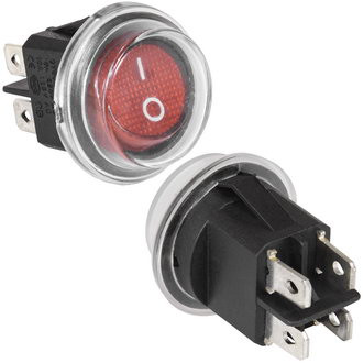 KCD1-201N-8-C3-R/4P, Переключатель ON-OFF 4 контакта с подсветкой, с влагозащитой (6A 250В) - изображение 1