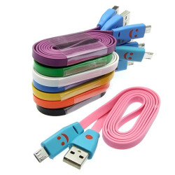 USB to MicroUSB Flat Flash Smile 1m, Шнур для мобильных устройств