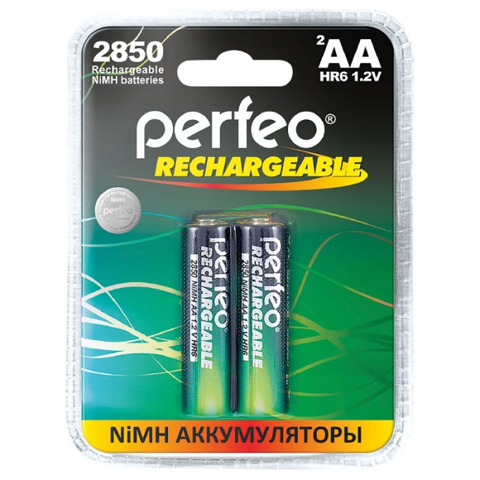Аккумуляторы AA (пальчиковые), Perfeo Rechargeable (NiMH BL2) 1.2В, 2850 мАч, (2 шт. в блистере) - изображение 1