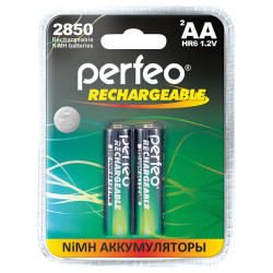 Аккумуляторы AA (пальчиковые), Perfeo Rechargeable (NiMH BL2) 1.2В, 2850 мАч, (2 шт. в блистере)