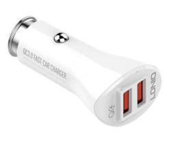 Автомобильное зарядное устройство LDNIO C511Q 2USB QC3.0, + typeC cable white 36Вт