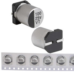 100 uF 25 V 105C 6.3*7.7 VT, Конденсатор