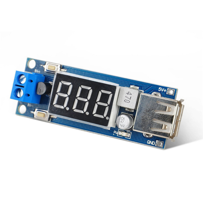 Понижающий DC-DC преобразователь 4.5-40В в 5В (1xUSB, 2А) с функцией вольтметра - изображение 1