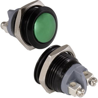 GQ16B-10/B/G/N, Кнопка антивандальная OFF-(ON), зеленая, без фиксации (2A, 250VAC, D-16мм) - изображение 1
