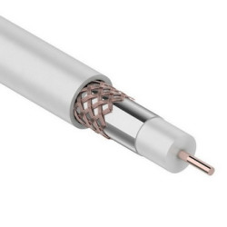 RG-6U Cu/Cu 75%, Кабель коаксиальный медный для кабельного ТВ и Интернета 75 Ом белый (за метр)