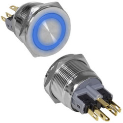 GQ22-11E/B/N, Кнопка антивандальная с без фиксации ON-(OFF)+OFF-(ON) (5A 250VAC)