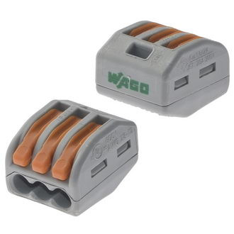 222-413 WAGO, Клемма 3 контакта, сечение провода 0.08-2.5 - изображение 1