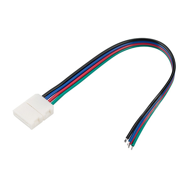 Коннектор для светодиодной ленты RGB 10мм (5050) одинарный 4-х контактный с проводом - изображение 1