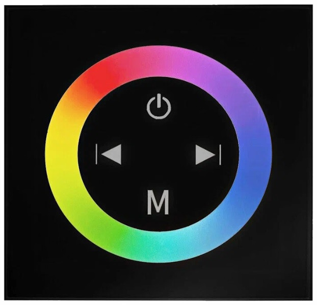 Контроллер RGB Ecola 12А 144Вт 12В (288Вт 24В) настенный черный с кольцевым сенсором и с установочной коробкой - изображение 1