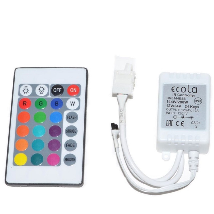 Контроллер RGB IR Ecola 6А 72Вт 12В (144Вт 24В) с инфракрасным пультом управления - изображение 1