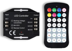 Контроллер RGB RF Ecola 24А 288Вт 12В (576Вт 24В) с кнопочным черным радиопультом