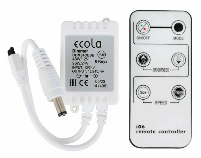 Диммер Ecola LED strip Dimmer 4А 48Вт 12В (96Вт 24В) с инфракрасным пультом управления с автоматическими режимами - изображение 1