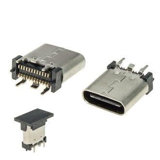 USB3.1 TYPE-C 24PF-009, Разъем USB Type-C на плату с крышкой (вертикальный) - изображение 1