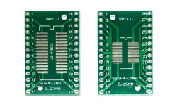 Плата-адаптер (переходник) SOP-28/SSOP-28/TSSOP-28 на DIP-28 0.65/1.27 мм, Двухсторонняя печатная плата с разводкой