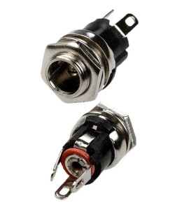 TC-025 2.5mm, Разъем питания 5.5x2.5 мм на корпус с гайкой, металл-пластик