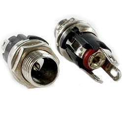 TC-025 2.1mm, Разъем питания 5.5x2.1 мм на корпус с гайкой, металл-пластик