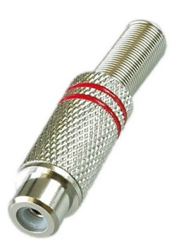 1-209 red, Разъем "Тюльпан" на провод "мама", красный