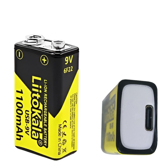 Аккумулятор крона Liitokala Li-Ion 1100 мАч с Type-C (6LR61) - изображение 1
