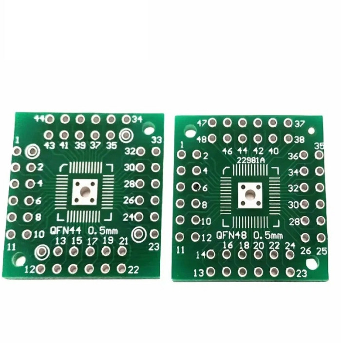 Плата-адаптер (переходник) QFN44/QFN48 на DIP-44/DIP-48 0.5/1.27 мм, Двухсторонняя печатная плата с разводкой - изображение 1