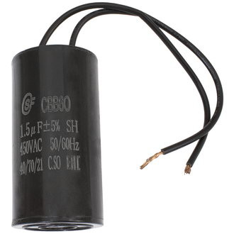 CBB60 1,5мкФ 450В, конденсатор пусковой с проводами - изображение 1