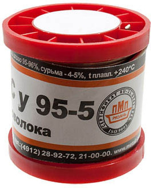 ПОСу 95-5 d=1.0мм, Припой бессвинцовый в катушке без канифоли, 100г - изображение 1
