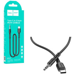 Кабель AUX - USB Type-C Hoco UPA-17, 1.0м, черный, (оплетка нейлон)