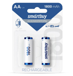 Аккумуляторы AA (пальчиковые), Smartbuy (AA/2BL) 1.2В, 1800 мАч, (2 шт. в блистере)