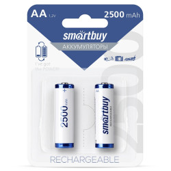 Аккумуляторы AA (пальчиковые), Smartbuy (AA/2BL) 1.2В, 2500 мАч, (2 шт. в блистере)