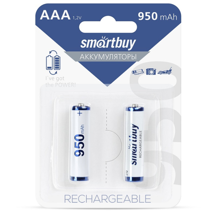 Аккумуляторы AAA (мизинчиковые), Smartbuy (AAA/2BL) 1.2В, 950 мАч, (2 шт. в блистере) - изображение 1