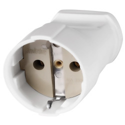 SBE-16-S01-wz, Штепсельное гнездо с заземлением белое 16А 250В на кабель