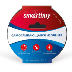 Smartbuy, Самослипающаяся изолента черная, 15 мм, 5 м