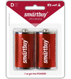 Батарейки LR20/2B 1.5В, SMARTBUY (алкалиновые) 2 шт. в блистере