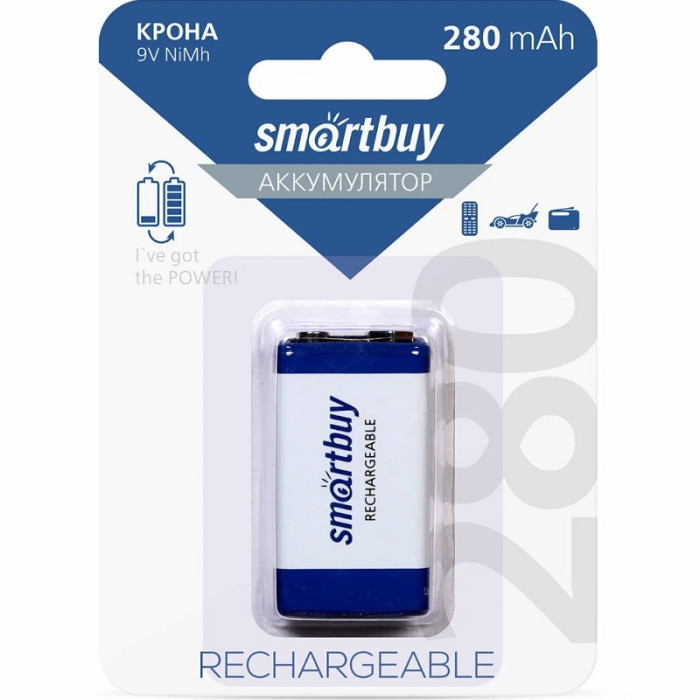 Аккумулятор 6LR61 (КРОНА), Smartbuy, 9В, 280mAh - изображение 1