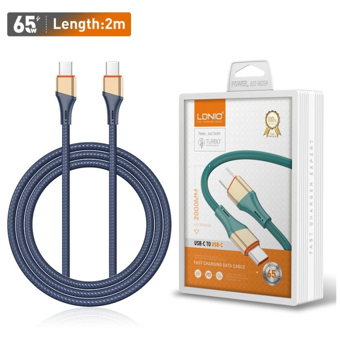 Кабель LDNIO LC632c USB Type-C - USB Type-C Fast Charging Data Cable, Темно-зеленый, 2м, 65Вт - изображение 1