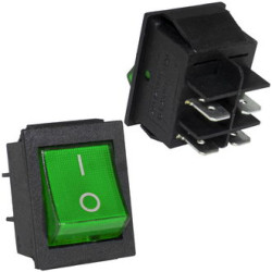 IRS-201-2C on-off, Переключатель ON-OFF 4 контакта (16A 250VAC) зеленый с подсветкой