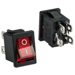 KCD1-201N-4-C3 R/4P on-off, Переключатель ON-OFF красный, 4 контакта