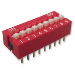 SWD1-9 (DS-09) (Вдм1-9), DIP переключатель угловой 9pin красный