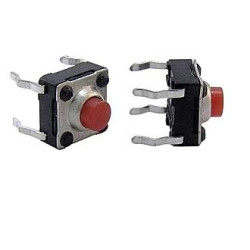 WS6250-100AR, Кнопка тактовая 6.2x6.2мм h=4.3мм